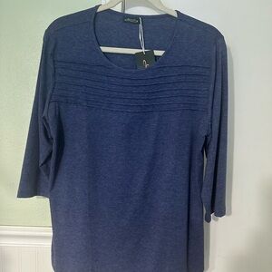 Navy Pleated Women's Blouse